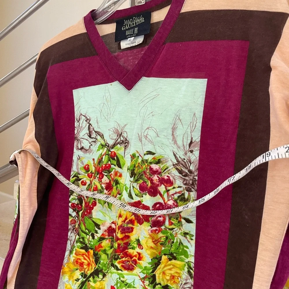 VINTAGE JPG Multicolor V-neck top - Picture 11 of 12